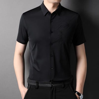 Zomer Nieuw Jong en Middenleeftijd Heren Dun Shirt Korte Mouw Revers Casual Zakelijk Vest Papa 4XL