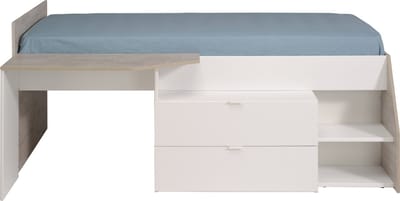 Parisot Kajuitbed Milky Wit/Grijseik met Lattenbodem 90x200