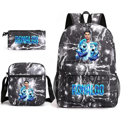 CR7 Ronaldo Rugzak Voetbal 67 Print Schooltas Met Schoudertas & Etui Voor Student Jongens Cadeau Dagelijks Reizen Rugzak