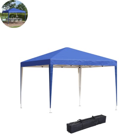 Partytent opvouwbaar - Paviljoen - 2,95 x 2,95 m - Easy up - Waterdicht - met Zijwanden - Weerbestendig - Blauw