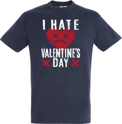 T-shirt I Hate Valentines Day | valentijn cadeautje voor hem haar | valentijn | valentijnsdag cadeau | Navy | maat XS