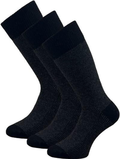 3 Paar SQOTTON® Lamswollen sokken - Naadloos - Niet knellende boord - Gemêleerd Zwart - 39-42