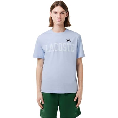 Lacoste Heren Logo Bedrukt Katoenen T-Shirt (Blauw)