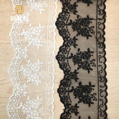 Dailygoods- Kantband 3 Yards - Kanten Rand - Melkzijde Brokaat - Bloemenpatroon - Geschikt voor Ondergoed - Decoratie 9,3 cm - Kantlint