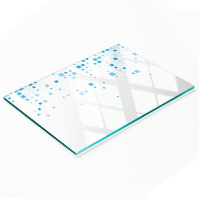 Decoratieve snijplank van gehard glas met blauwe vierkantjes, 80x52 cm