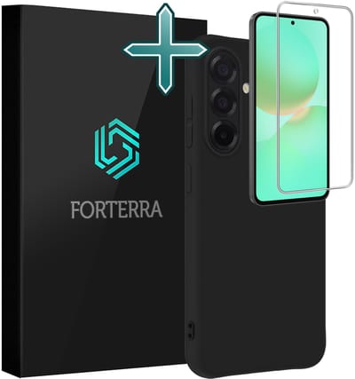 Hoesje Met Screenprotector - Geschikt voor Samsung Galaxy A36 - Sterk & Shockproof - Telefoon Hoes - Back Cover - Siliconen Case - Zwart