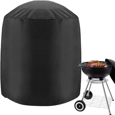 BBQ Hoes - Grillkap - 76 x 90 cm - Barbecuehoezen - Barbecuehoes voor binnen en buiten - Waterdicht - Grillhoes voor ronde tafel - 210D Oxford zeildoek - Waterdichte grill beschermhoes - Zwart