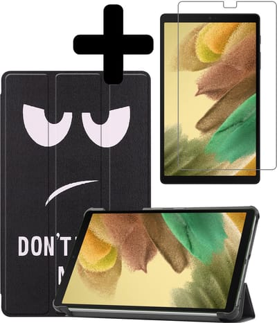 Hoes - Geschikt voor Samsung Galaxy Tab A7 Lite - Met Screenprotector - Trifold Bookcase - Hard Cover - Hardcover Book Case - Tablet Hoesje - Don't Touch Me