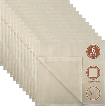 Sifting Cloth Pack of 6 - Pure Cotton Reusable Cheesecloth for Homemade Cheese, Nut Milk, and Juices