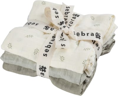 Sebra Hydrofiele Doeken Set - Sophora Leaves - Mist Green - 3 Stuks