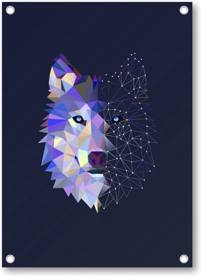 Abstracte Wolf - Tuinposter 50x70 - Wanddecoratie - Minimalist - Dieren