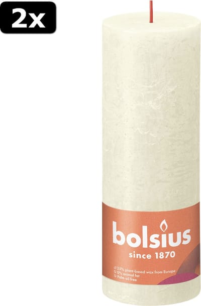 2x Bolsius Rustiek stompkaars 190/68 - Soft Pearl