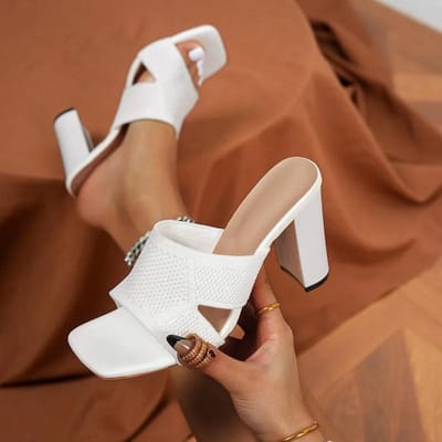 Chaussures pour femmes à bout ouvert, pantoufles pour femmes, pantoufles habillées grande taille, sandales modernes à bout carré en maille à talons hauts et épais 43 brown