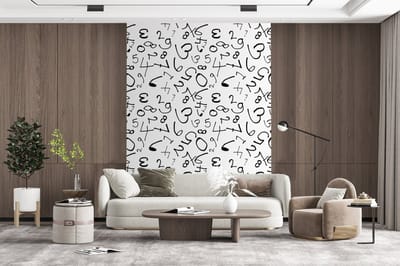 Behang - Fotobehang Nummer - Cijfers - Patronen - Zwart wit - Breedte 165 cm x hoogte 220 cm