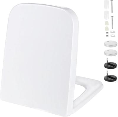 Unyqoos® Vierkante wc-bril met softclose, Quick-Release en verstelbare scharnieren
