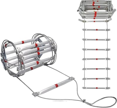 Brandwerende Ladder, Raamladder, Brandtrap Voor 2-6 Verdiepingen, Draagbare Flexibele Ladder Van Aluminiumlegering, Brandladder Voor Binnen- Of Buitenspeeltoestellen, Boomhutten En Speeltuinen 15m