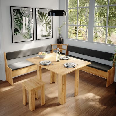 Vicco Roman Hoekbank set – 210 x 210 cm met tafel Krachtige eik goud