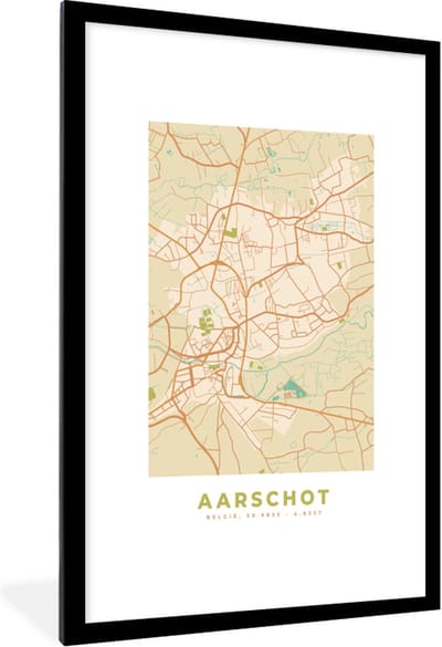 Fotolijst incl. Poster - België - Aarschot - Stadskaart - Kaart - Plattegrond - 80x120 cm - Posterlijst