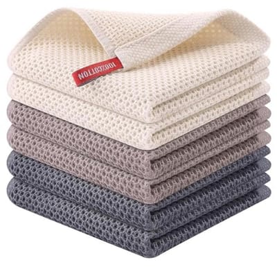 Katoenen Keukendoeken 6-Pack - Ultrazachte Absorberende Theedoeken voor Keuken, 30,5 x 30,5 cm, Gemengde Kleur