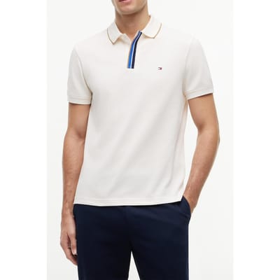 Tommy Hilfiger Pique Placket T-shirt Ivory Petal Größe: M | Poloshirts Outlet | Herren | Weiß