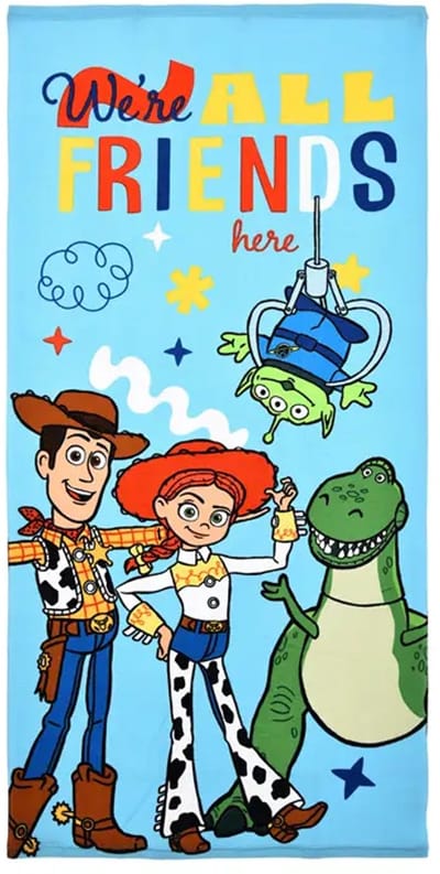 Disney Toy Story Strandhanddoek – Woody, Buzz & Rex – 70x140 cm – Blauw – Microfiber – Officiële licentie