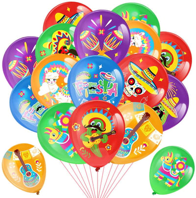 Dailygoods- Decoratie Ballonnen Set - Mexicaanse Fiesta - Carnaval - Dia de Muertos - Vrolijke Kleuren - Perfect voor Feestdecoraties - Feestballonnen