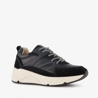 Hush Puppies leren dames sneakers zwart - Maat 36 - Uitneembare zool
