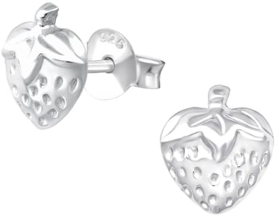 Joy|S - Zilveren aardbei oorbellen - 7 x 8 mm - zilver - oorknoppen voor kinderen