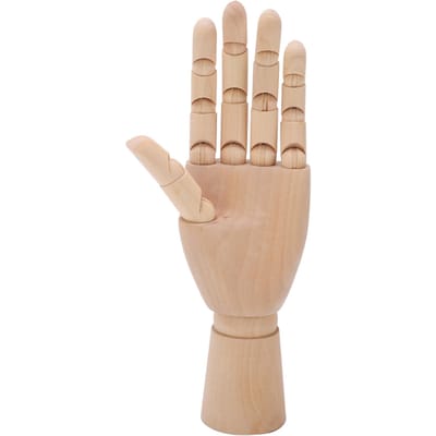 Houten Hand Rotatie Gewricht Professioneel Handmodel Verschillende Vormen Houten Mannequin Hand voor Schetsen Cartoon Decoreren left beige