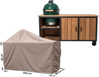 Raffles Covers Big Green Egg / Kamado hoes - 220 x 90 H: 140 cm - RBGE220 - Waterdicht - Ademend - UV-bestendig - Elastisch rijgkoord - Big Green Egg / Kamado Accessoires - Hoes voor BBQ + Tafel