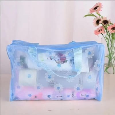Organisateur de Sac à Main Translucide Sac de Voyage Cosmétique Maquillage Imperméable PVC Kits de Toilette Rangement Salle de Bain Sac de Lavage Sac à Main Marguerite gray