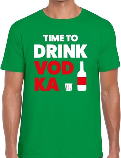 Time to drink Vodka tekst t-shirt groen voor heren - heren feest t-shirts S