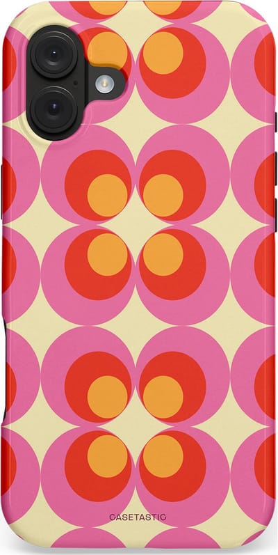 Casetastic hoesje geschikt voor Apple iPhone 16 Plus - MagSafe - Dubbellaagse bescherming - Circle boogie - Fashion Case - Roze Rood Zand Okergeel