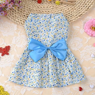 Robe d'été à nœud floral pour chien, robes de mariée pour animaux de compagnie pour chihuahua, carlin, yorkshire, vêtements pour chiots et chats, vêtements pour chiens de petite taille XL