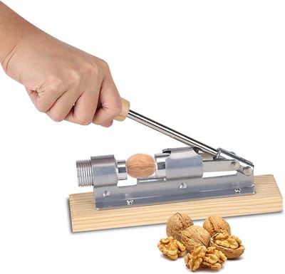 Handmatige Notenkraker met Houten Basis en Handvat - Ideaal voor Noten, Pinda's en Zaden in de Keuken
