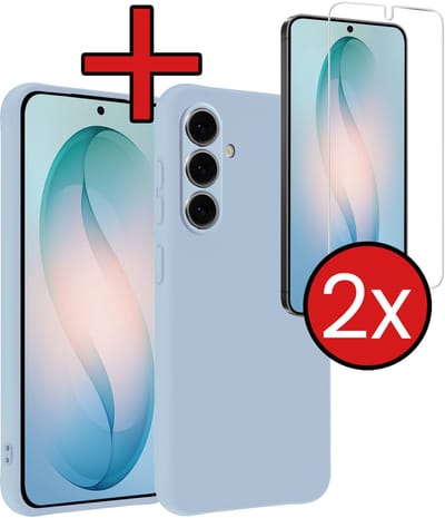 Hoesje - Met 2x Screenprotector - Geschikt voor Samsung Galaxy S26 - Sterk & Shockproof - Telefoon Hoes - Back Cover - Siliconen Case - Telefoonhoes - Lichtblauw