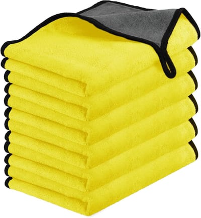 Set van 6 Microvezeldoeken 500 g/m², Multifunctionele Lintvrije Poetsdoeken, Super Absorberend voor Huishouden, Keuken en Ramen, 30 x 40 cm, Geel