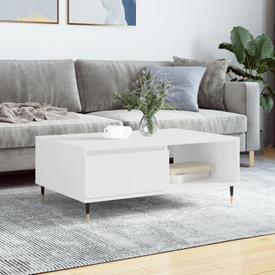 vidaXL - Salontafel - 90x60x35 - cm - bewerkt - hout - wit