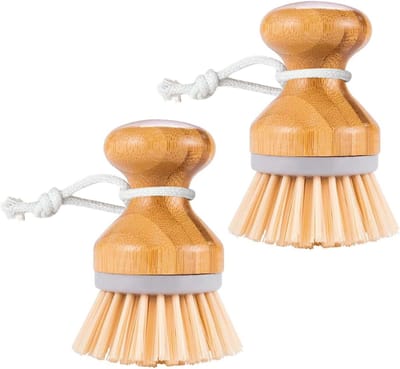 Set van 2 Houten Afwasborstels voor het Schoonmaken van Keukengerei, Groenten en Pannen - Creatieve Paddenstoelvormige Afwasborstel voor Effectieve Reiniging
