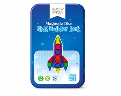 Magnetic Tiles mini - Travel set - 40 stuks - Magnetische tegels - Speelgoed - Magneet tegels - Montessori - Bouwstenen - Constructiespeelgoed - Met 2 Magna poppetjes
