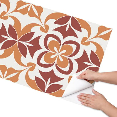 Coloray Meubel Wrap Folie - Oranje Meubelfolie - 65x130 cm - Plakfolie Meubels Bloemenpatroon - Decoratiefolie Zelfklevend - Modern Meubelfolie - Meubelfolie Zelfklevend - Badkamer decoratie - Achtergronden en patronen