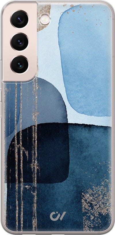 Hoesje geschikt voor Samsung Galaxy S22 hoesje - Blue Abstract Shapes - - Blauw - - Casevibes