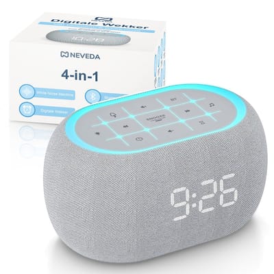 Neveda Digitale Wekker – White Noise Machine met Geluiden – Nachtlamp licht & Bluetooth Speaker – Brown Noise Machine - Voor Slaapkamer, Baby, Kinderen & Volwassenen