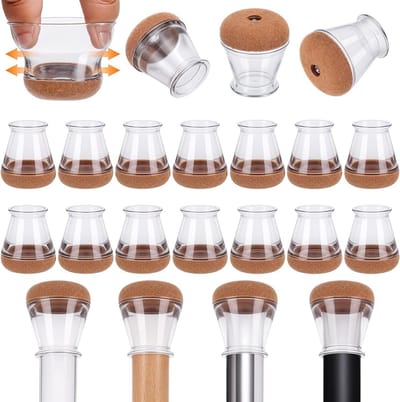 40-pack Stoelpoot doppen van siliconen vilt voor stoelen 14-20 mm - Transparant - Stoelpootbeschermers voor vloeren