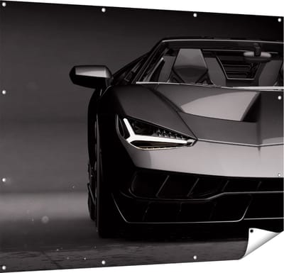 Gards Tuinposter Zwarte Sportwagen Auto - 150x120 cm - Tuindoek - Tuindecoratie - Wanddecoratie buiten - Tuinschilderij