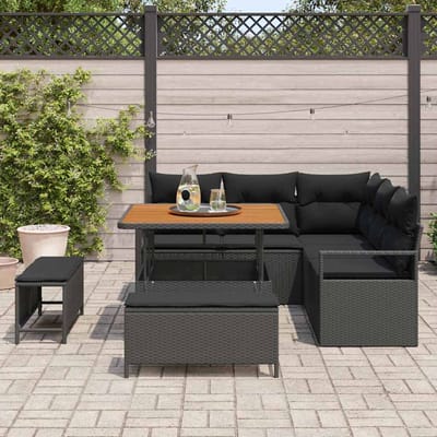 vidaXL - Tuinbank - Set - 8 - st - 7-Aantal - zitplaatsen - Zwart