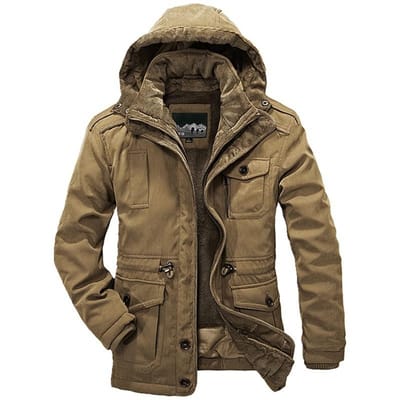 Winterjas met Katoenen Vulling, Dikke Velours Jas voor Mannen, Middellang en Lang, Twee Delen Katoenen Pak XXXXL kaki