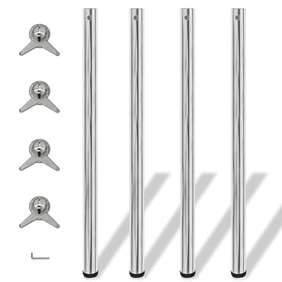 vidaXL - Tafelpoten - in - hoogte - verstelbaar - chroom - 1100 - mm - 4 - st