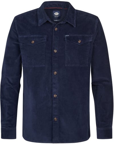 Petrol Overhemd Corduroy Donkerblauw (navy) - Maat L - Heren - Overhemden Casual