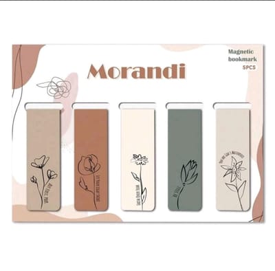 5 Stuks Magnetische Bladwijzers – Minimalistische Morandi Kleuren Boekenleggers met Bloemen Design – Sterke Magneet – Cadeau voor Vrouwen & Boekenliefhebbers